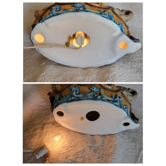 VTG Noah's Ark Handpainted Ceramic Nightlight Light Up Display Animal Figurine - Picture 7 of 16